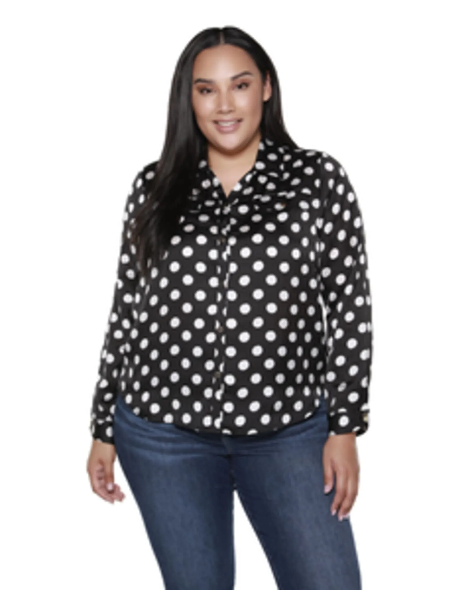 Delilah Button Up Polka Dot Top | BLACK/WHITE