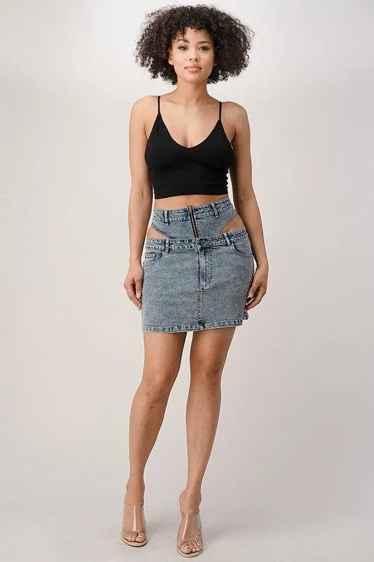 DENIM HIGH WAISTED SKIRT