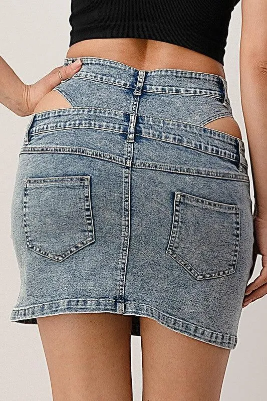 DENIM HIGH WAISTED SKIRT