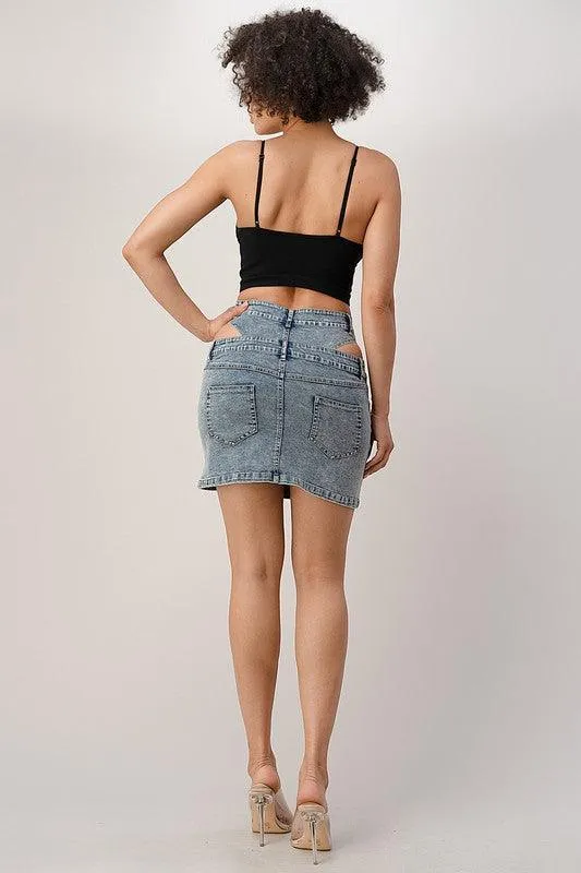 DENIM HIGH WAISTED SKIRT