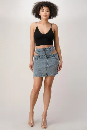 DENIM HIGH WAISTED SKIRT