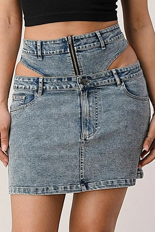 DENIM HIGH WAISTED SKIRT