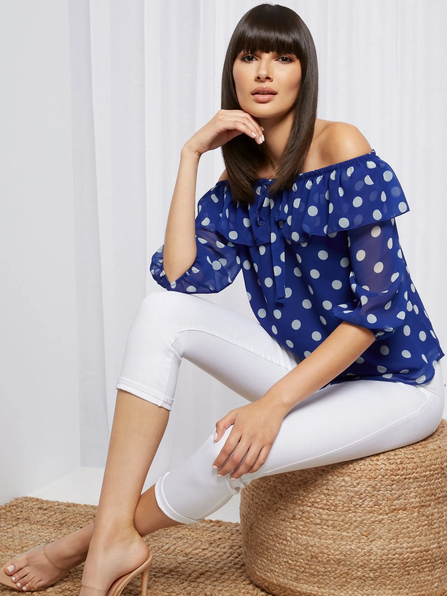 Dot-Print Off-The-Shoulder Blouse - Sweet Pea