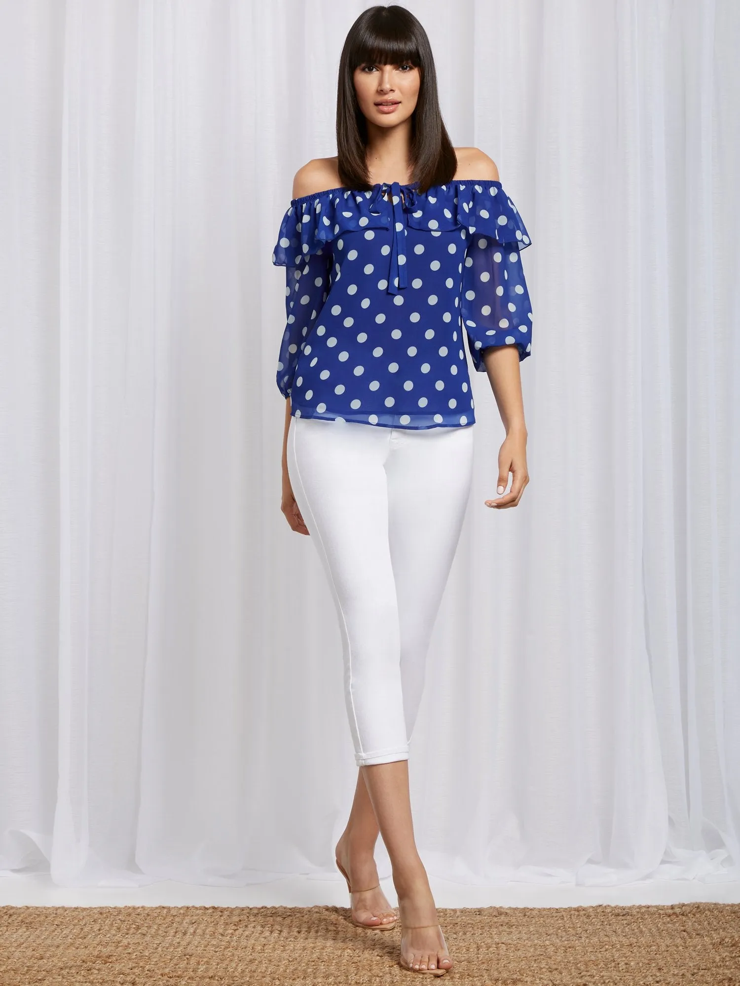 Dot-Print Off-The-Shoulder Blouse - Sweet Pea