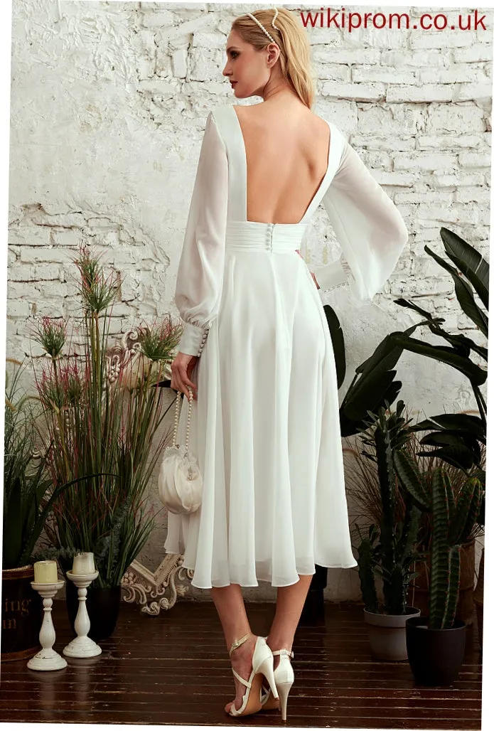 Dress Tea-Length Wedding Dresses A-Line Wedding Tiana V-neck