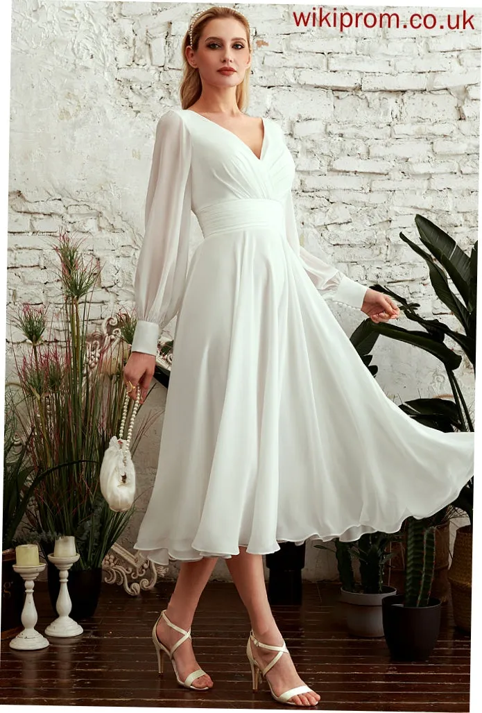 Dress Tea-Length Wedding Dresses A-Line Wedding Tiana V-neck