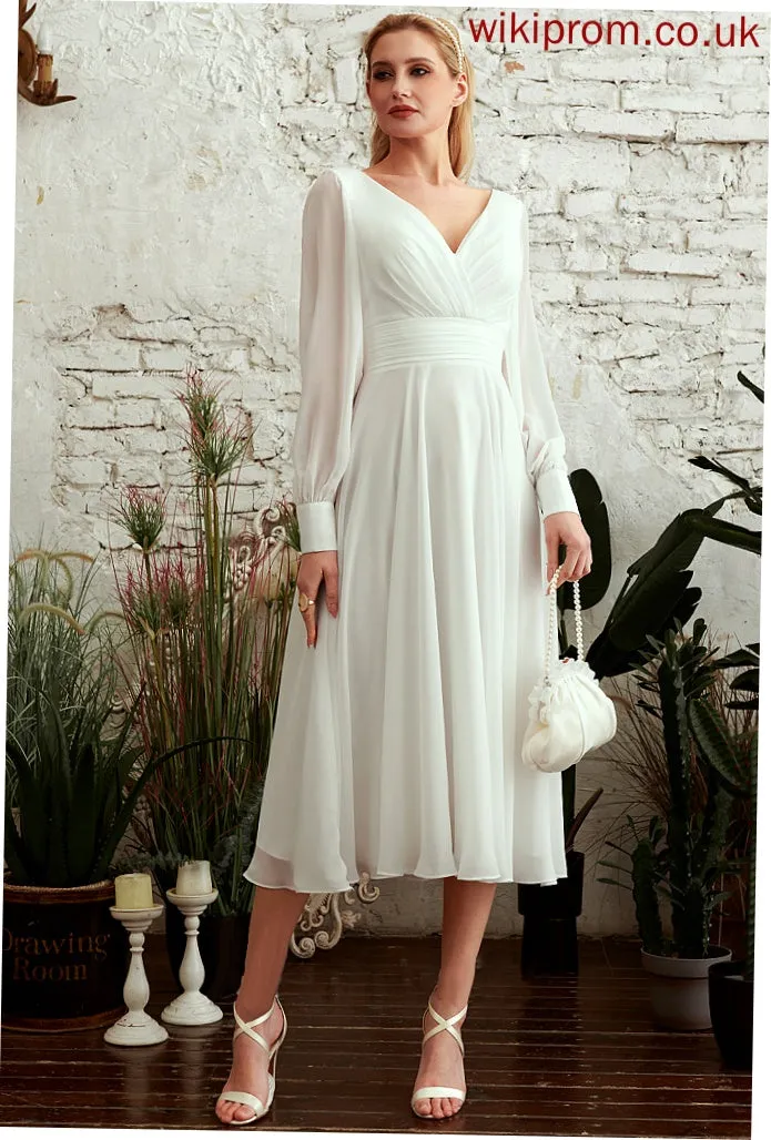 Dress Tea-Length Wedding Dresses A-Line Wedding Tiana V-neck