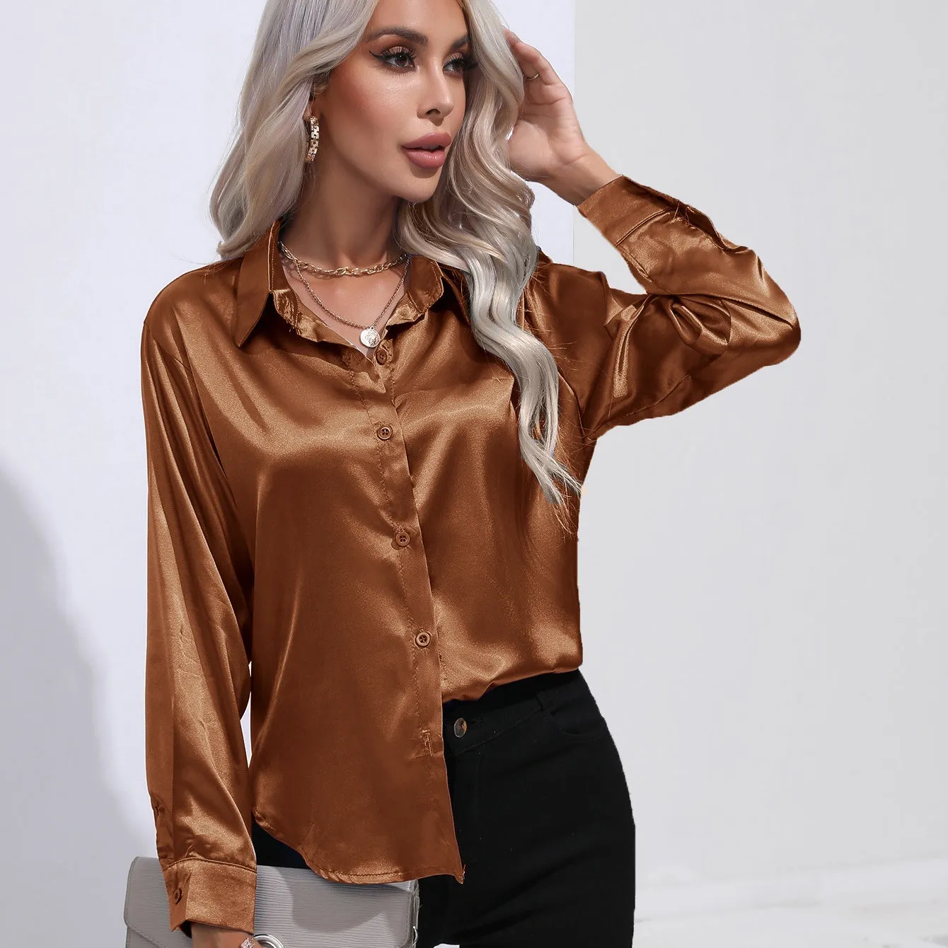 Elegant Satin Slim Shirt for Women