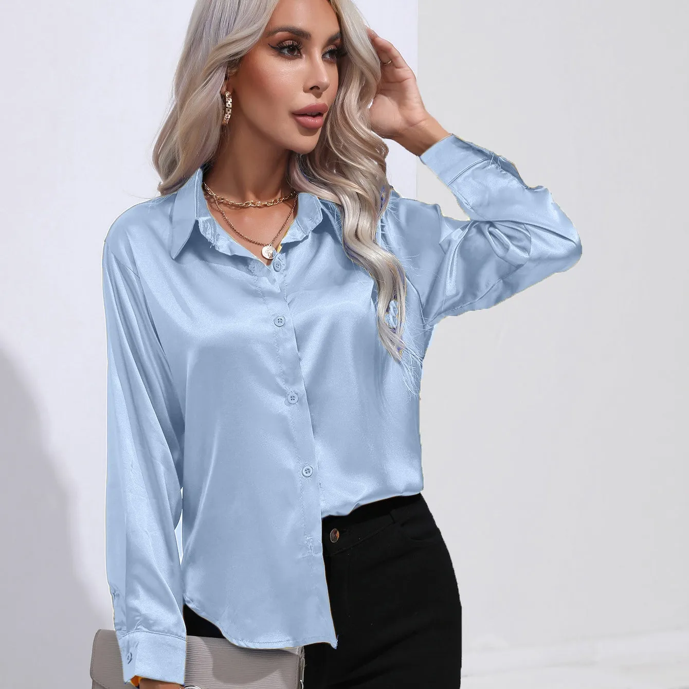 Elegant Satin Slim Shirt for Women