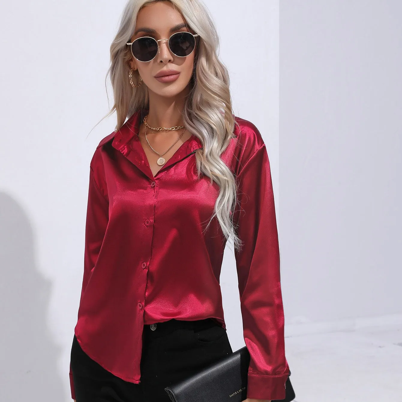 Elegant Satin Slim Shirt for Women