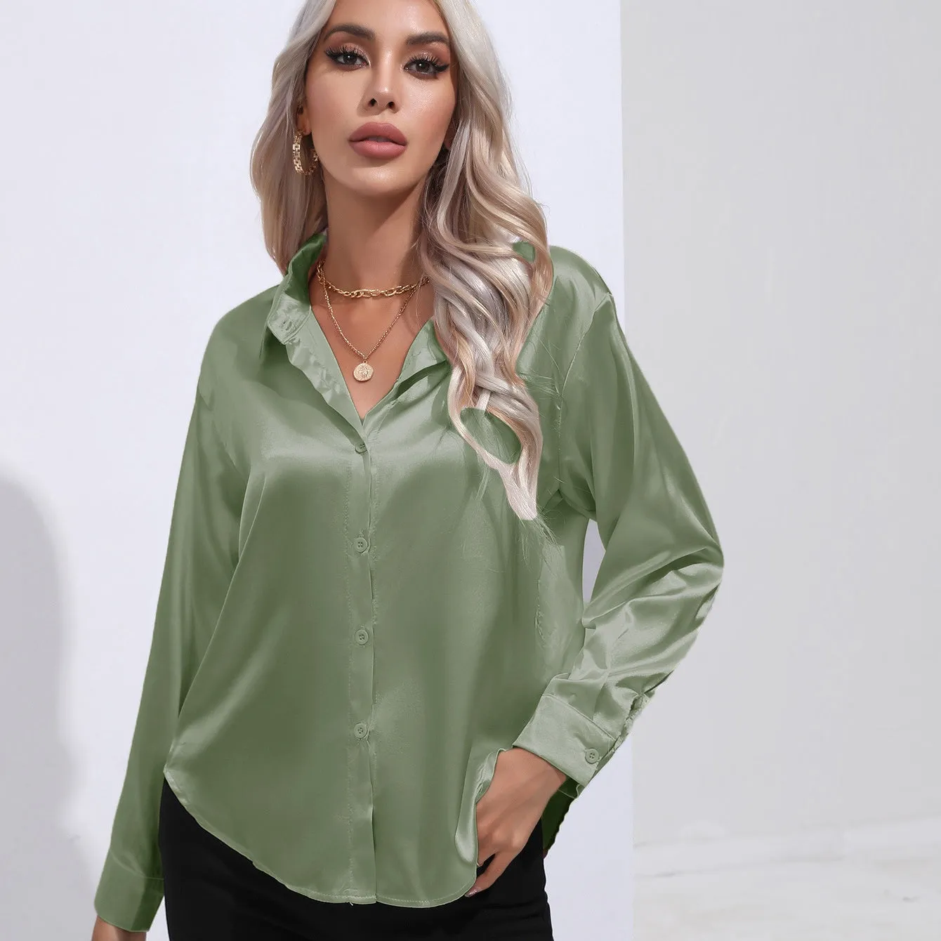 Elegant Satin Slim Shirt for Women