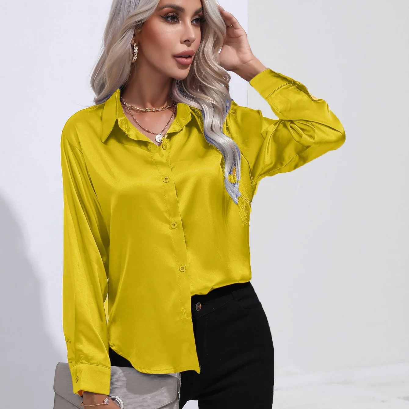 Elegant Satin Slim Shirt for Women