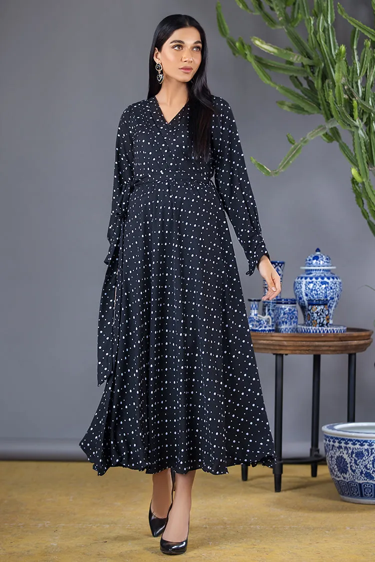 Ellena - Mini Polka Dot Print Georgette Dress