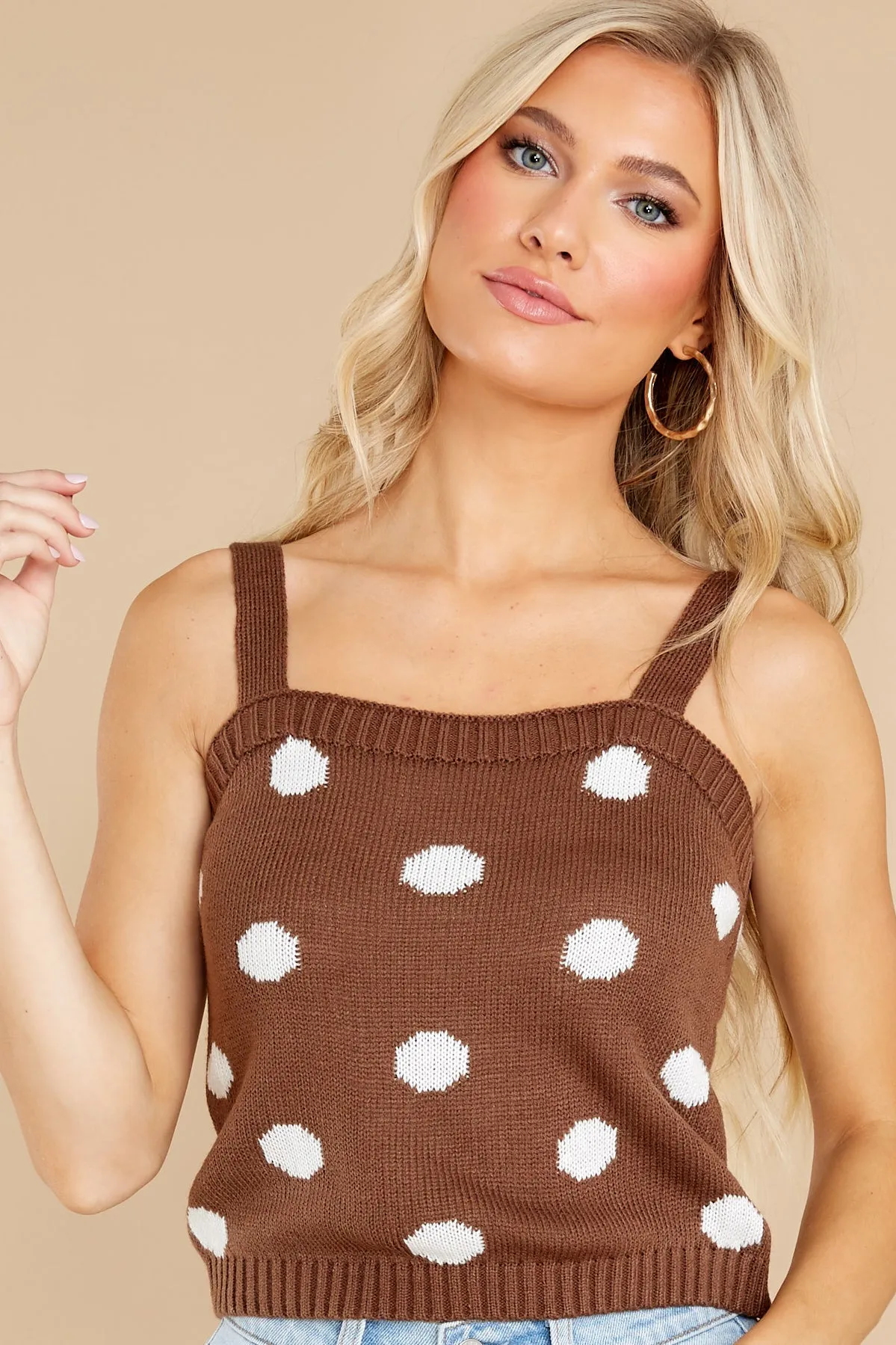 Every Memory Cocoa Polka Dot Tank Top