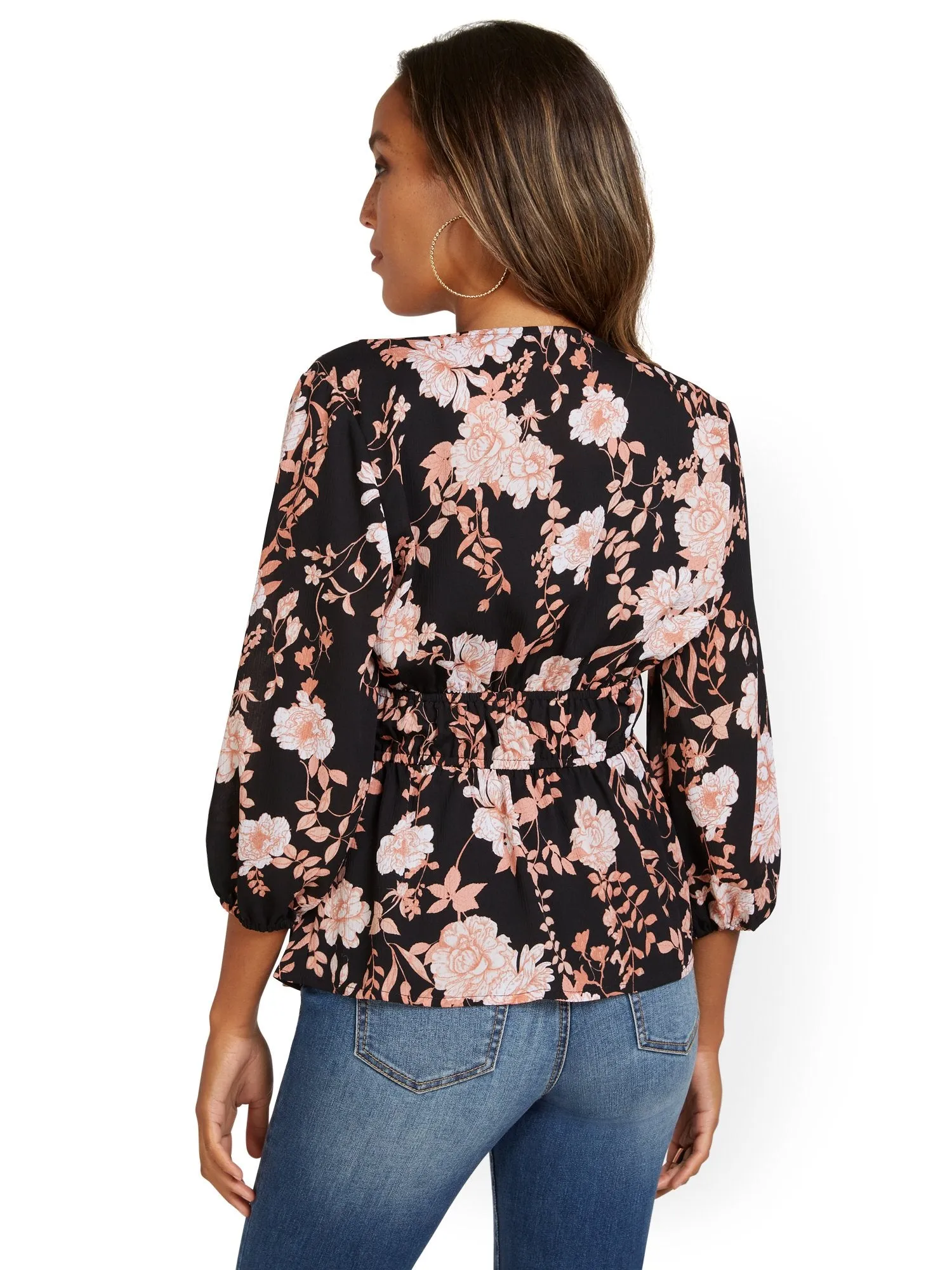 Floral-Print Peplum Blouse