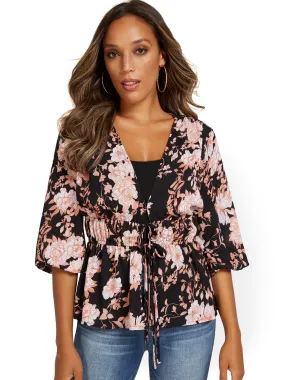 Floral-Print Peplum Blouse