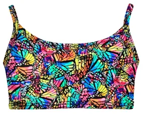 Girls UPF 50  Printed Bikini Swim Top  | Butterfly Wings