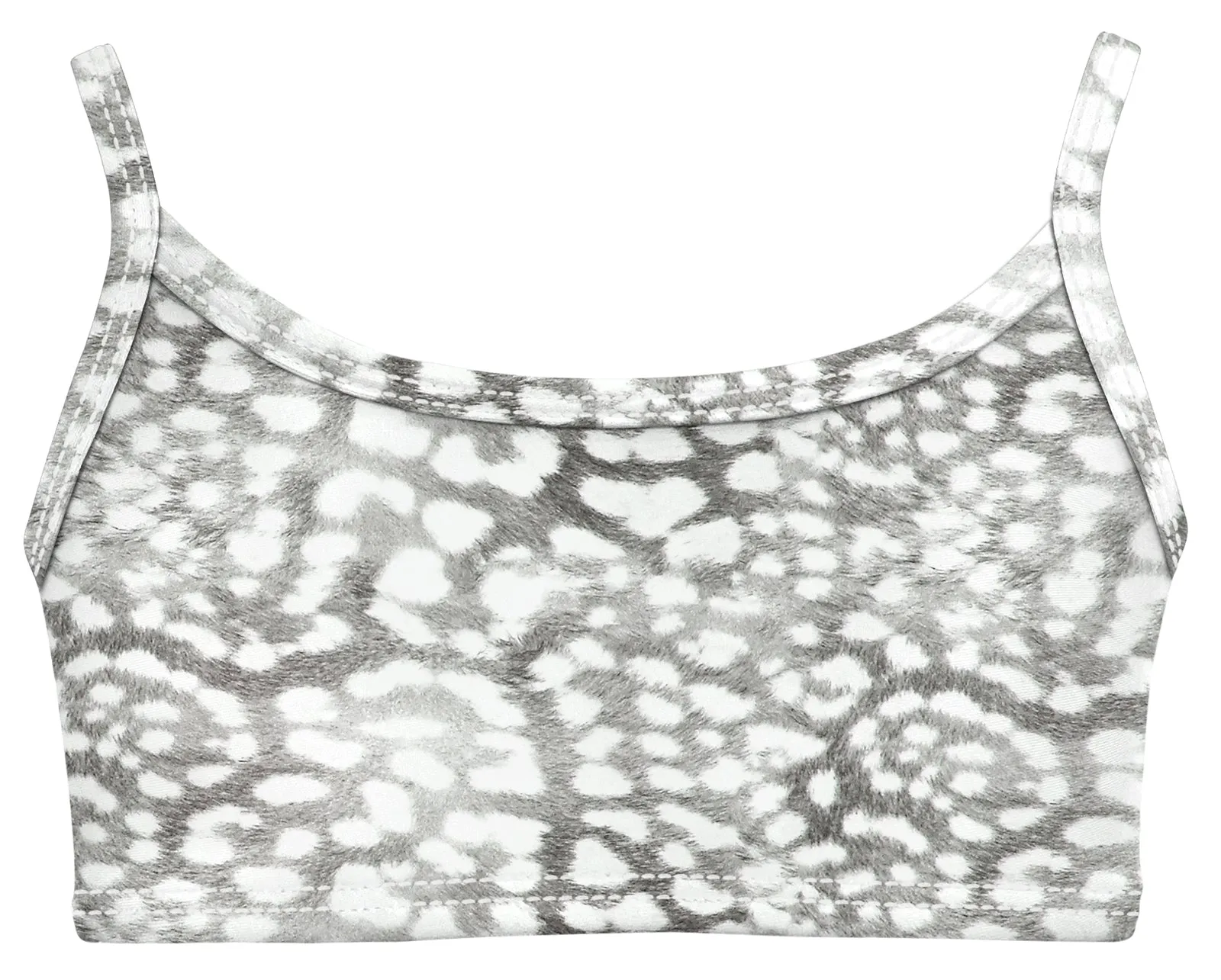 Girls UPF 50  Printed Bikini Swim Top  | Leopard Monochrome