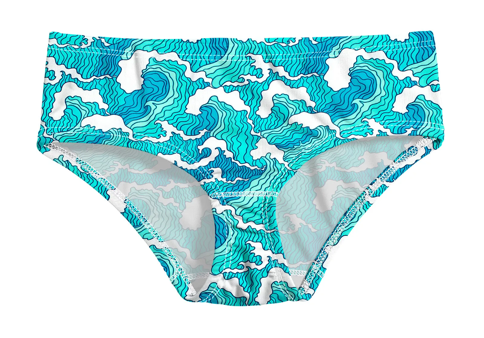 Girls UPF 50  Printed Swim Briefs  | Turq Waves