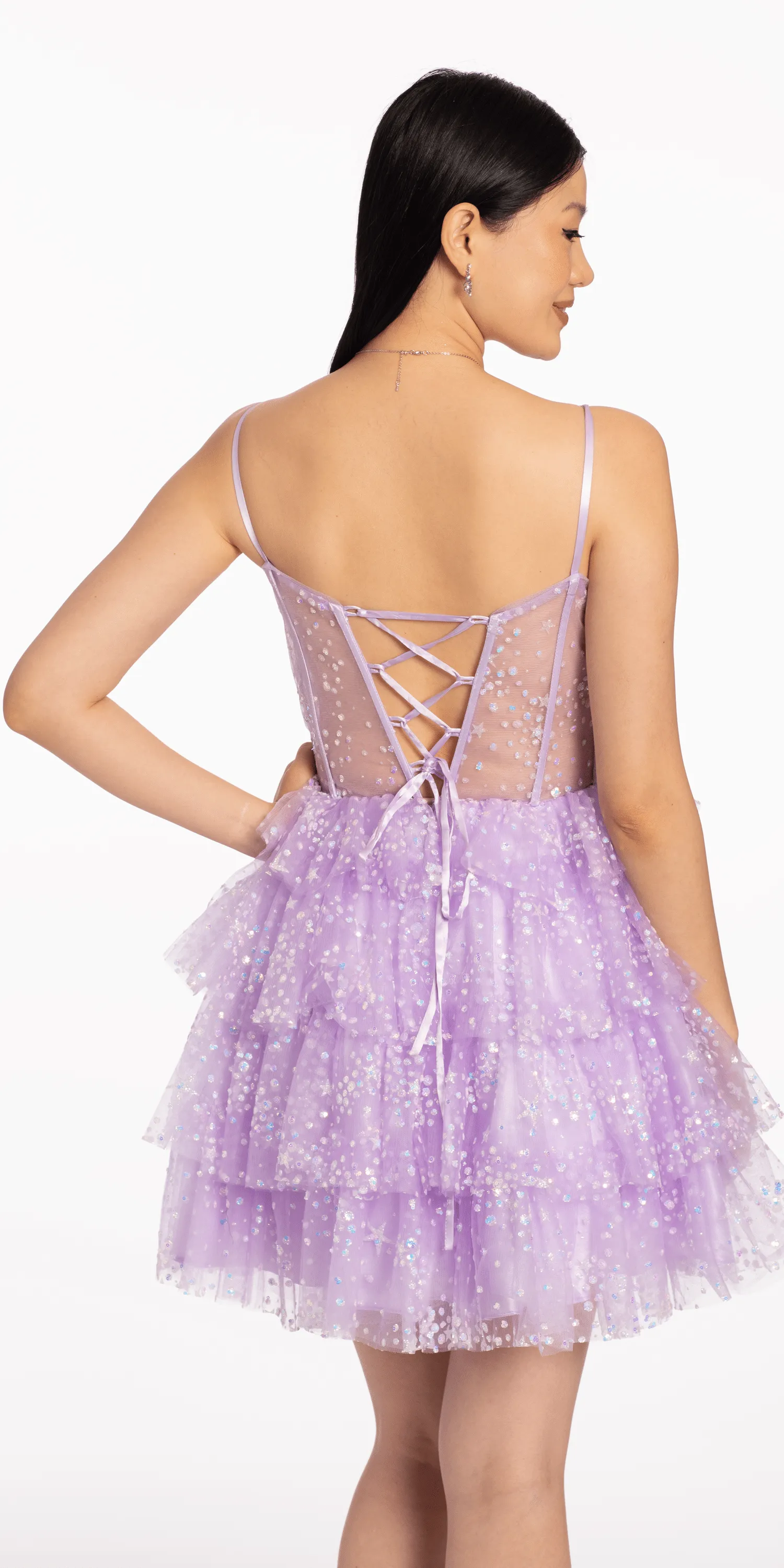 Glitter Corset  Fit and Flare Lace Up Back Dress