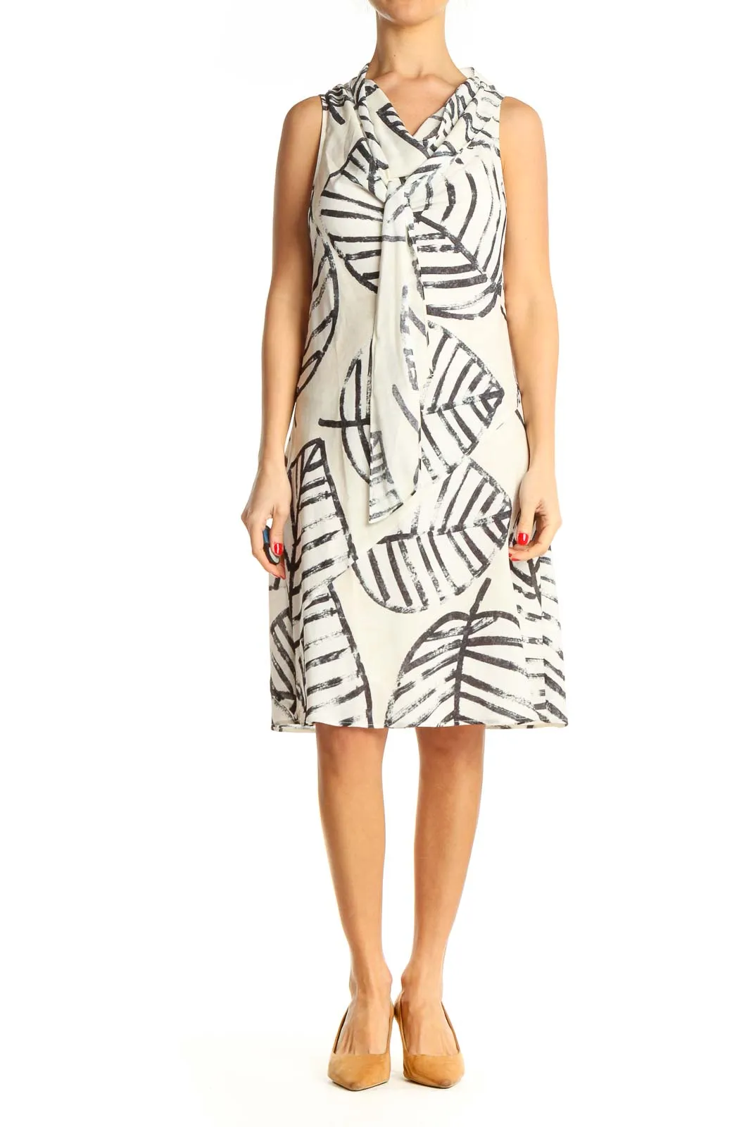 Gray Graphic Print Fit & Flare Dress