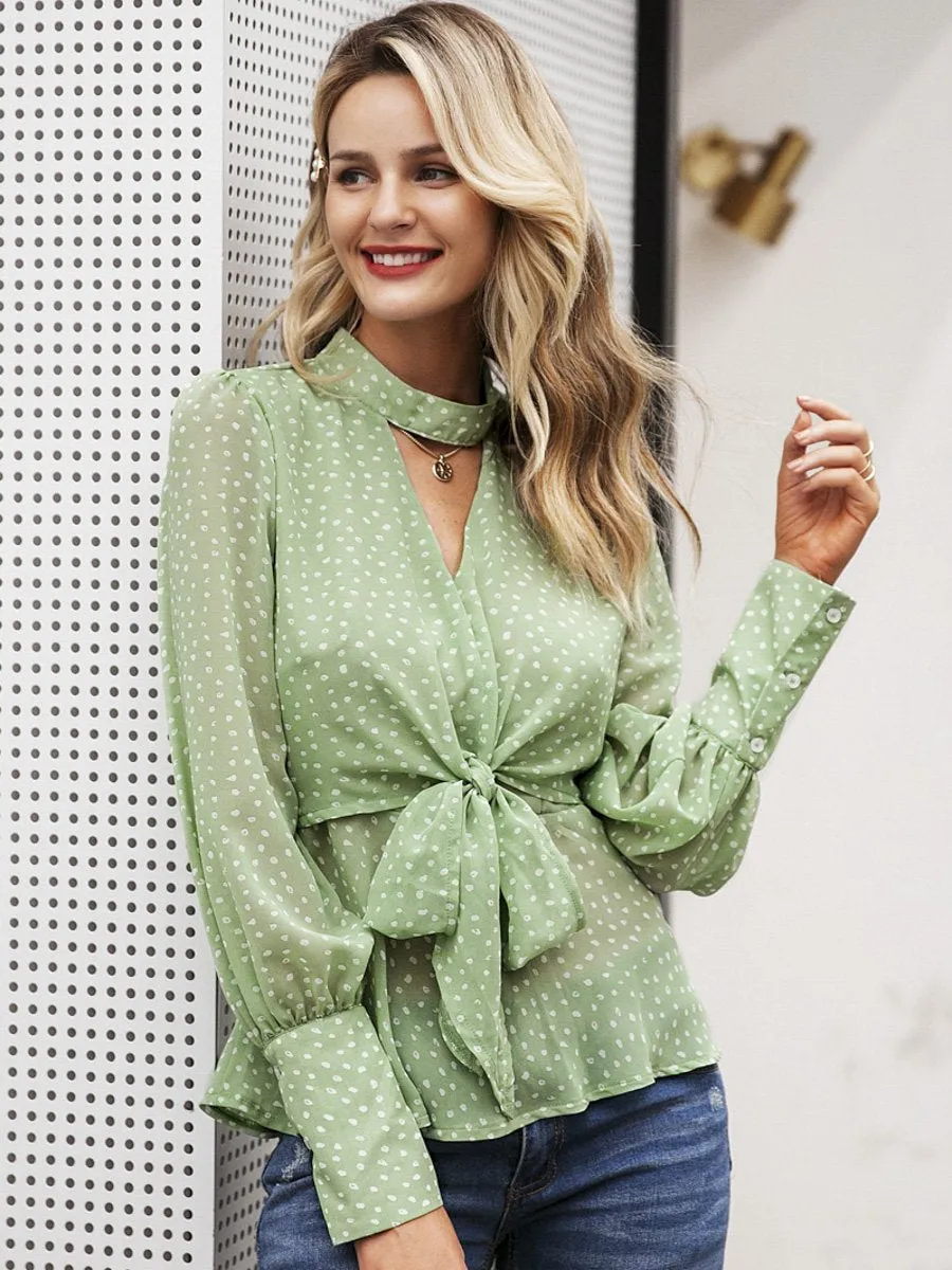 High Waist Peplum Tops - Green