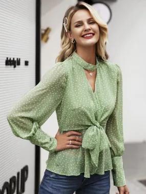 High Waist Peplum Tops - Green