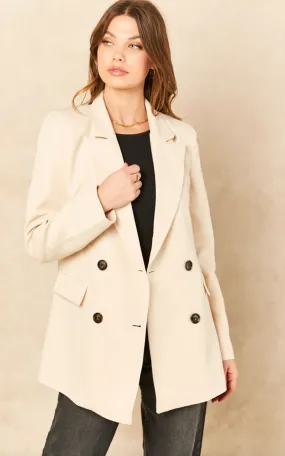 Kerry Double Breasted Blazer in Stone