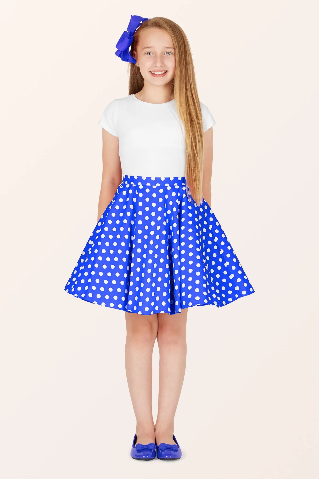 Kids Polka Dot Swing Skirt - Royal Blue