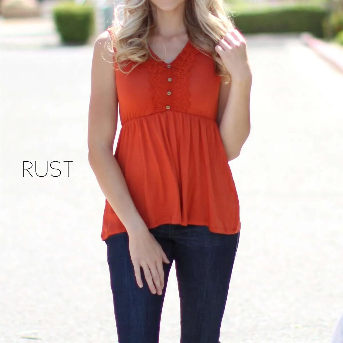 Lace & Button Detail Peplum Top