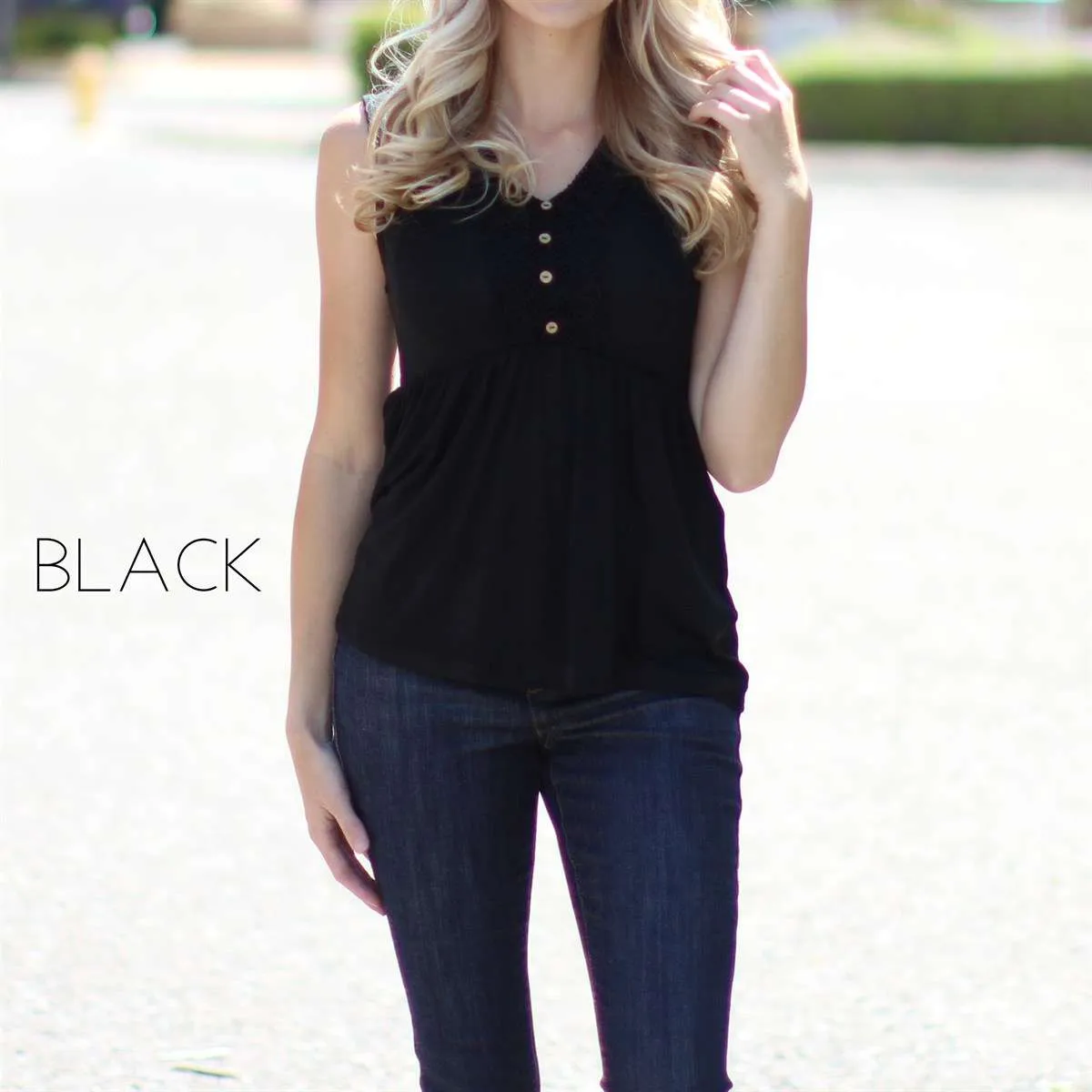 Lace & Button Detail Peplum Top