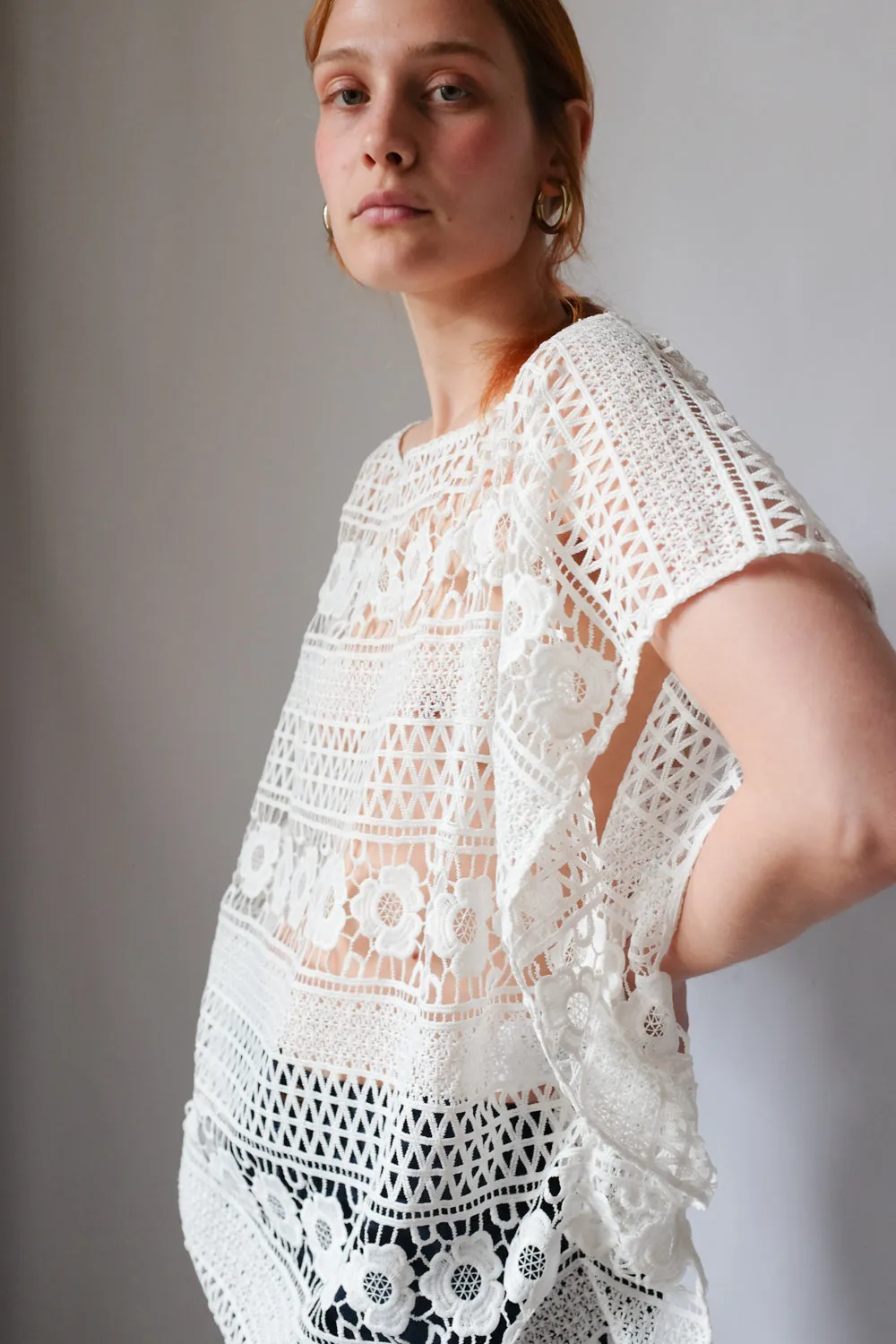 LACE FLORAL WHITE SUMMER VINTAGE LAUREL SHIRT