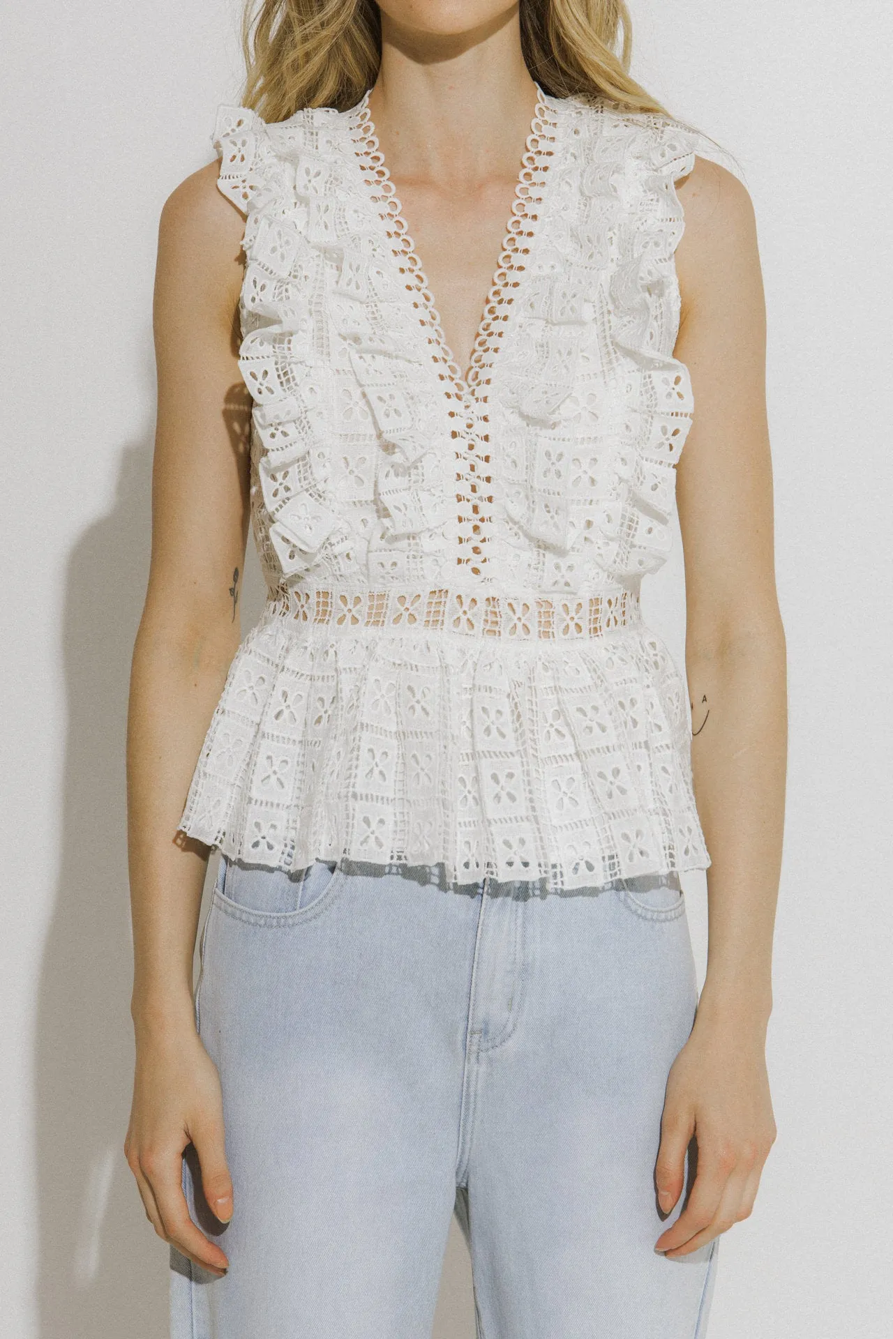 Lace Peplum Top