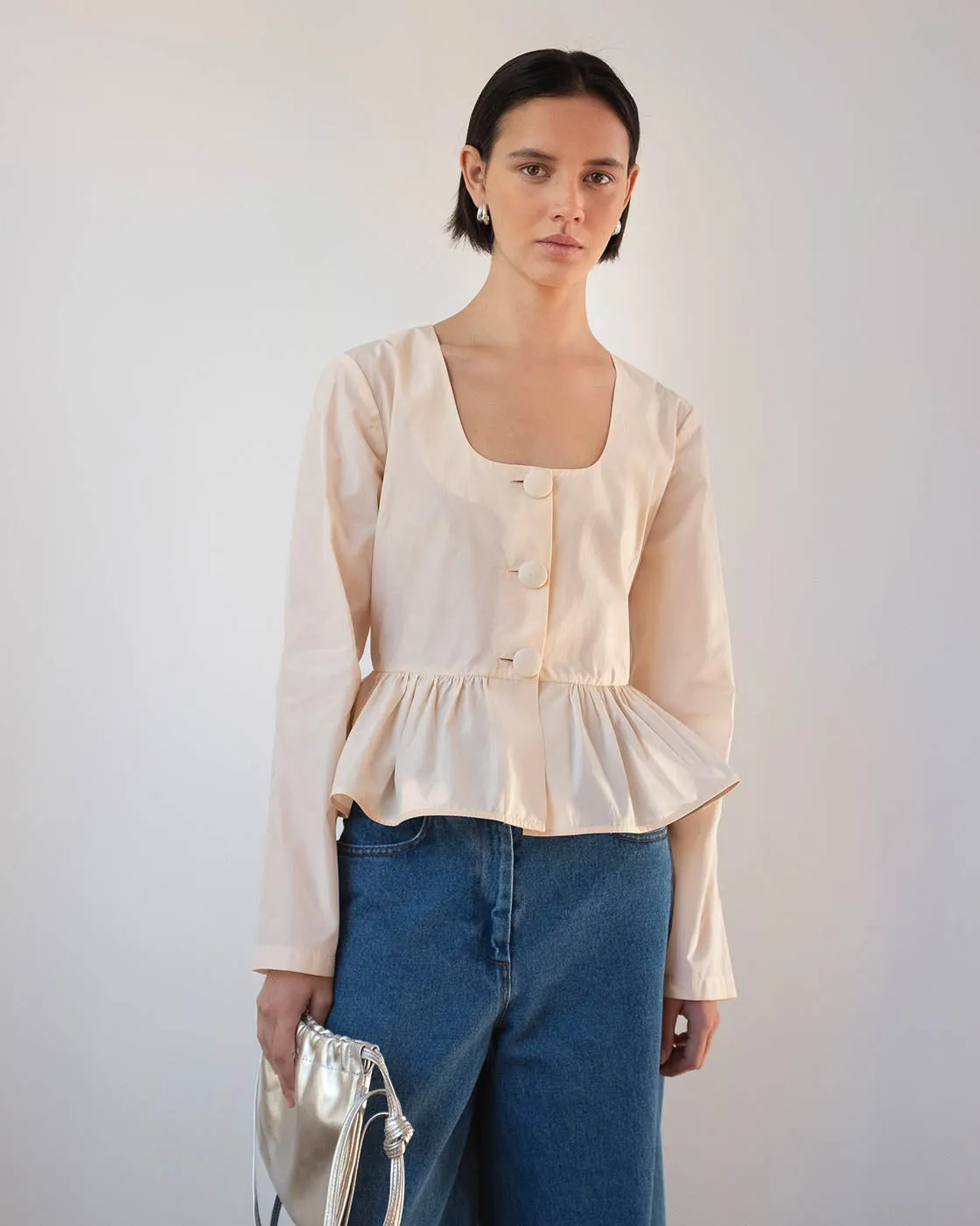 Lana Blouse Silk Blend Taffeta Apricot