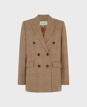 Lennox Double Breasted Houndstooth Wool Blend Jacket