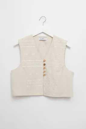 LINEN VISCOSE VINTAGE SUIT VEST