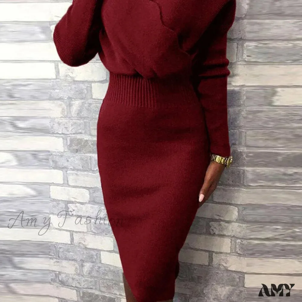 Long Sleeve Slim Fit Knee Dress