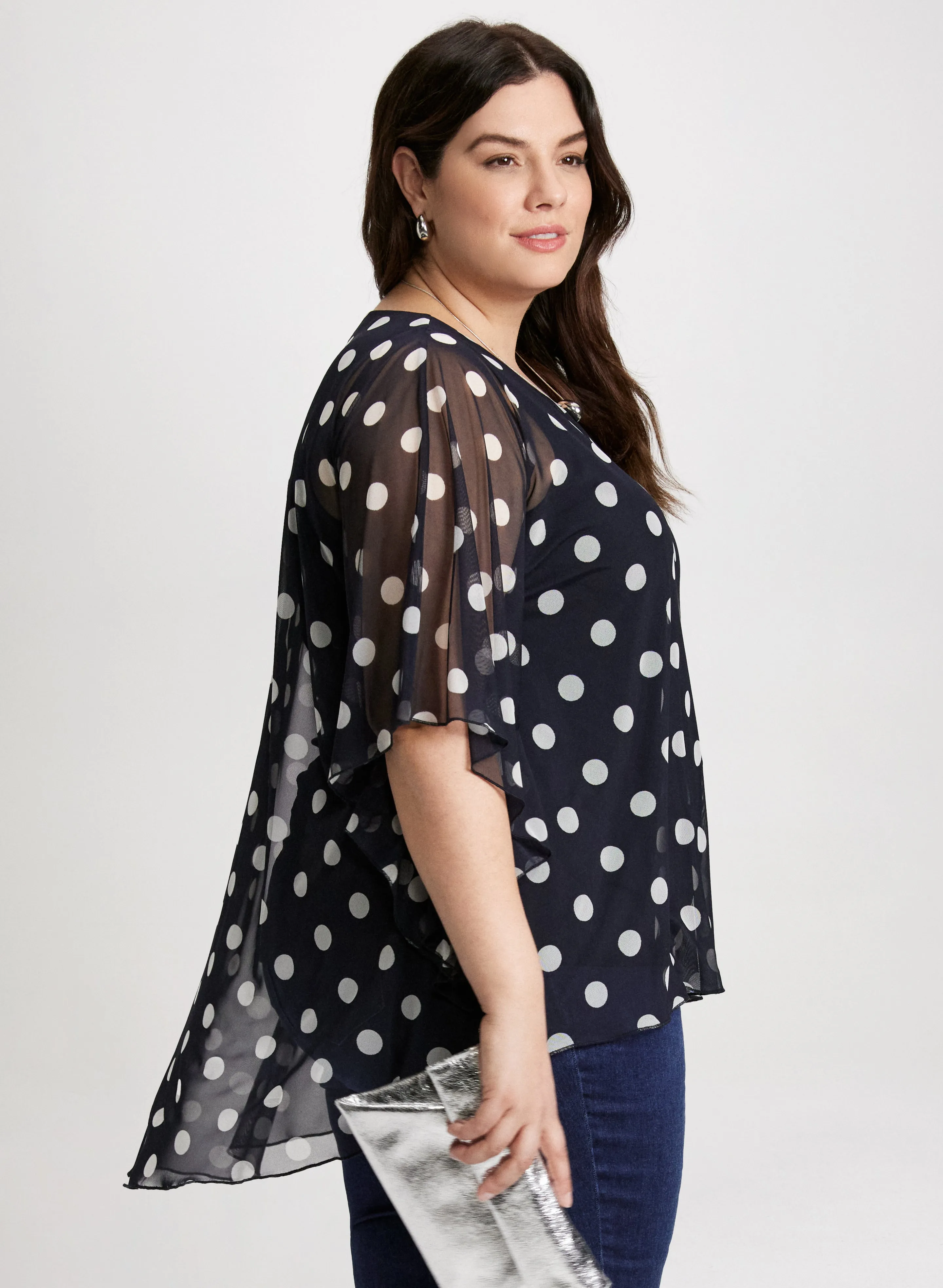 Mesh Polka Dot Top