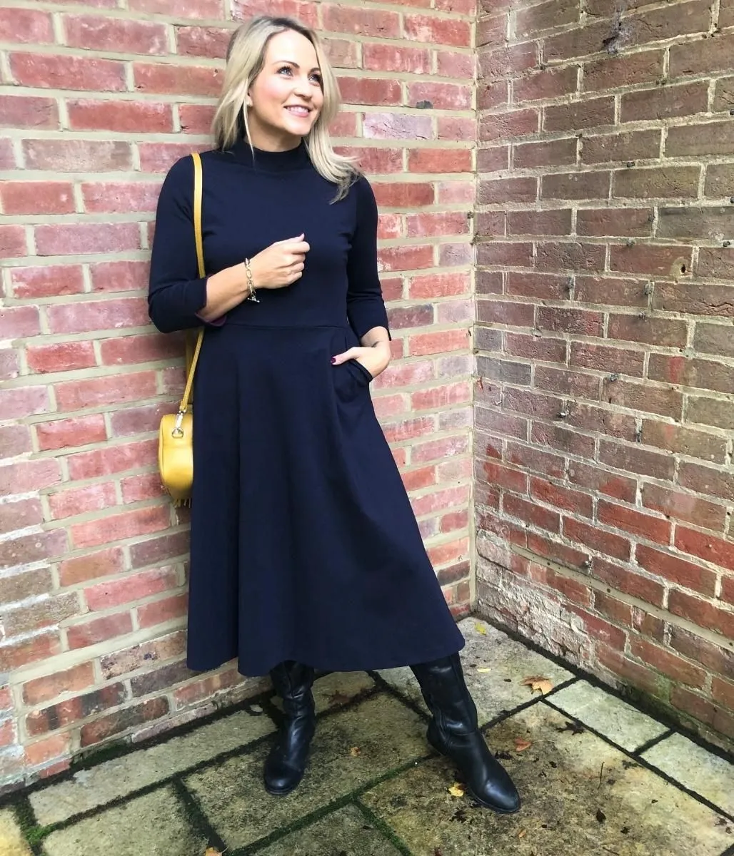 Navy Nerissa Fit & Flare Dress