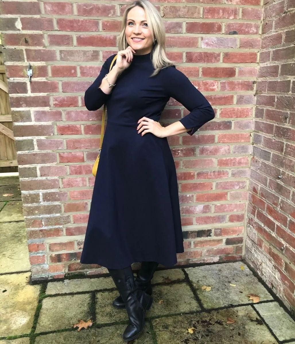 Navy Nerissa Fit & Flare Dress