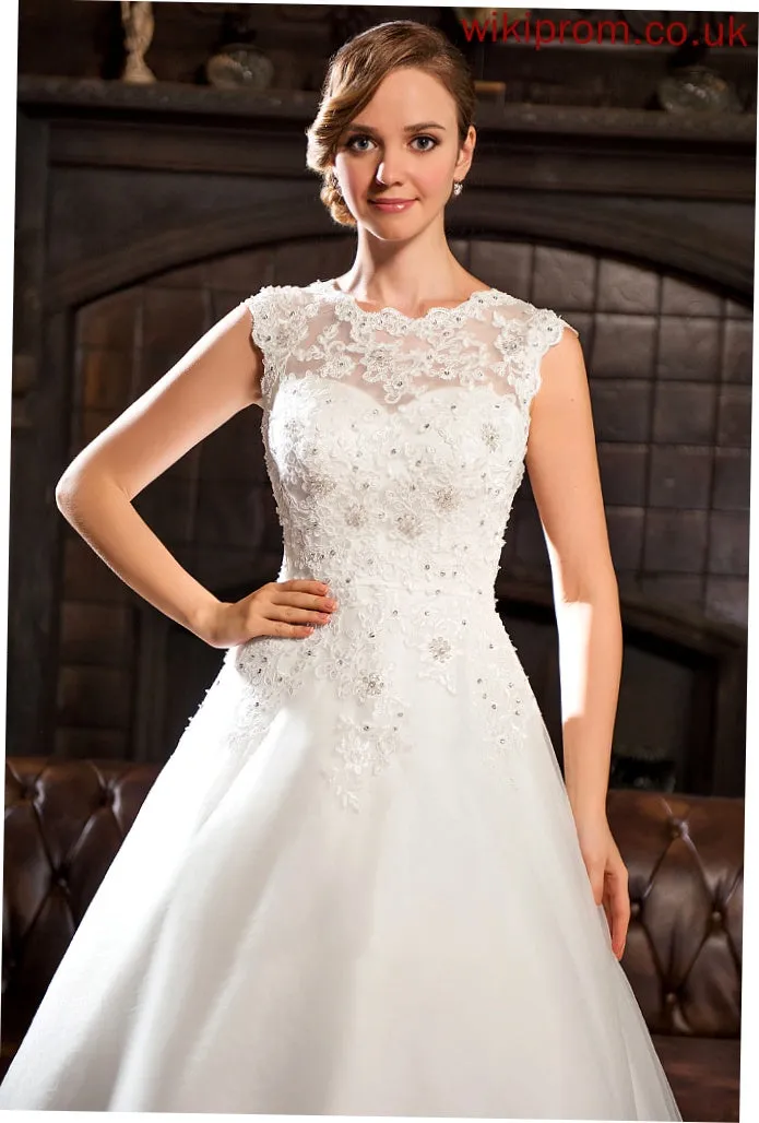 Neck With Tulle Scoop Sequins Tea-Length Ball-Gown/Princess Rosalyn Dress Beading Wedding Lace Wedding Dresses