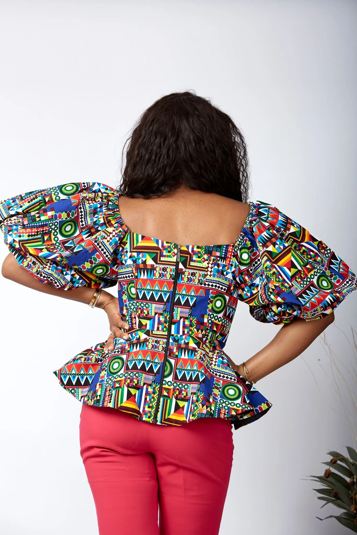 New in African Print Peplum Blouse/Top - Jessica