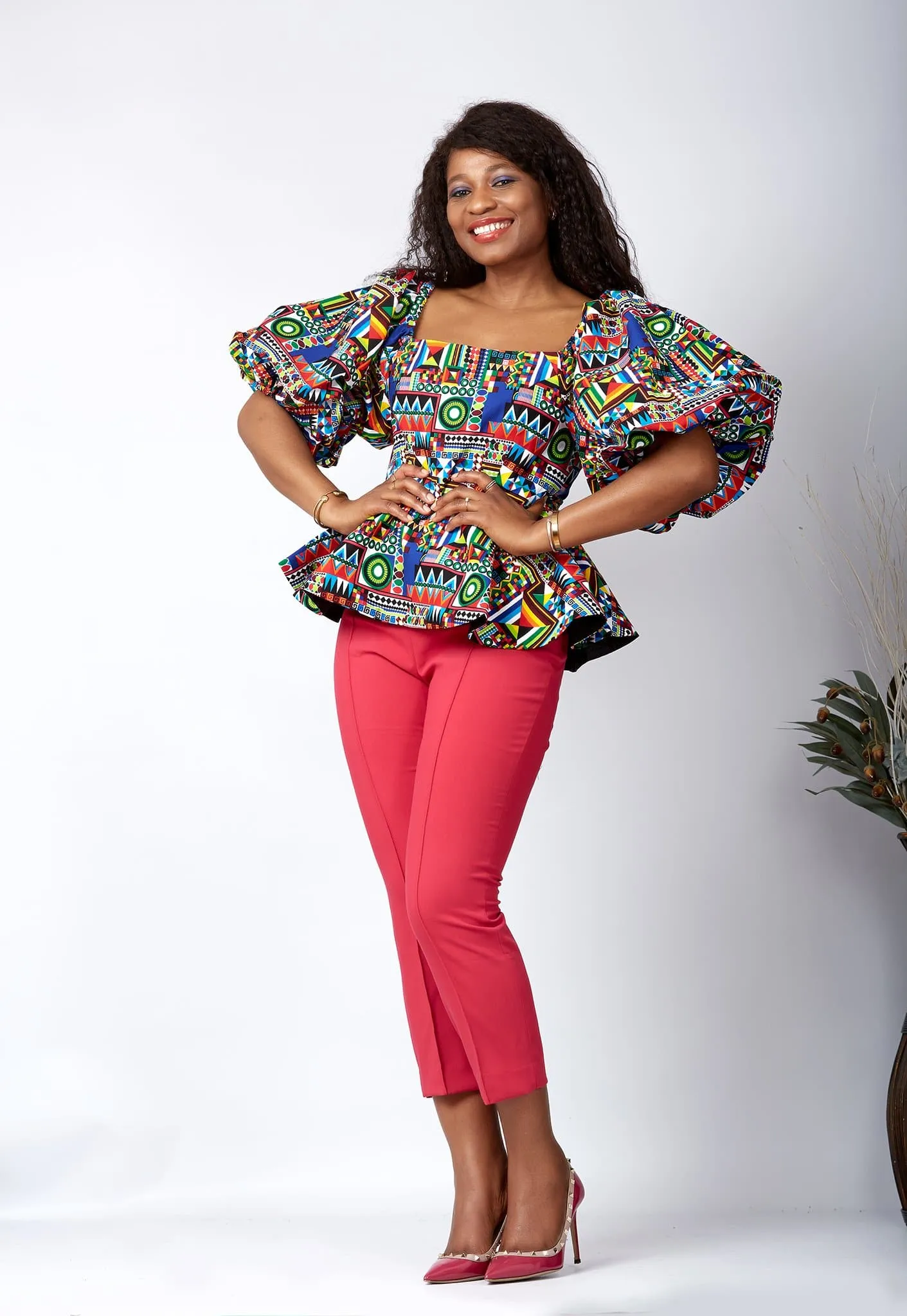 New in African Print Peplum Blouse/Top - Jessica