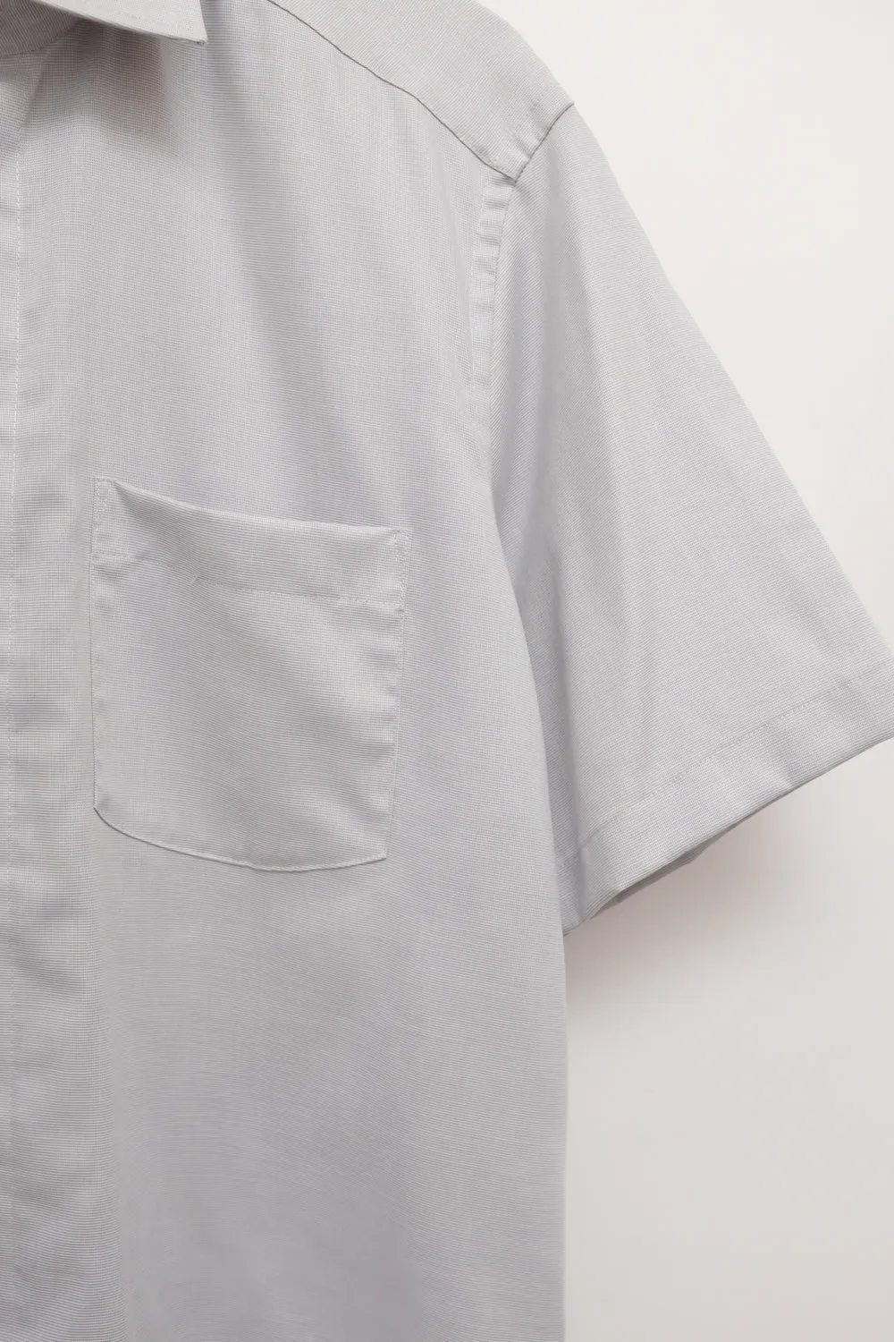 PALE GREY COTTON SHORT ARM OVERSHIRT