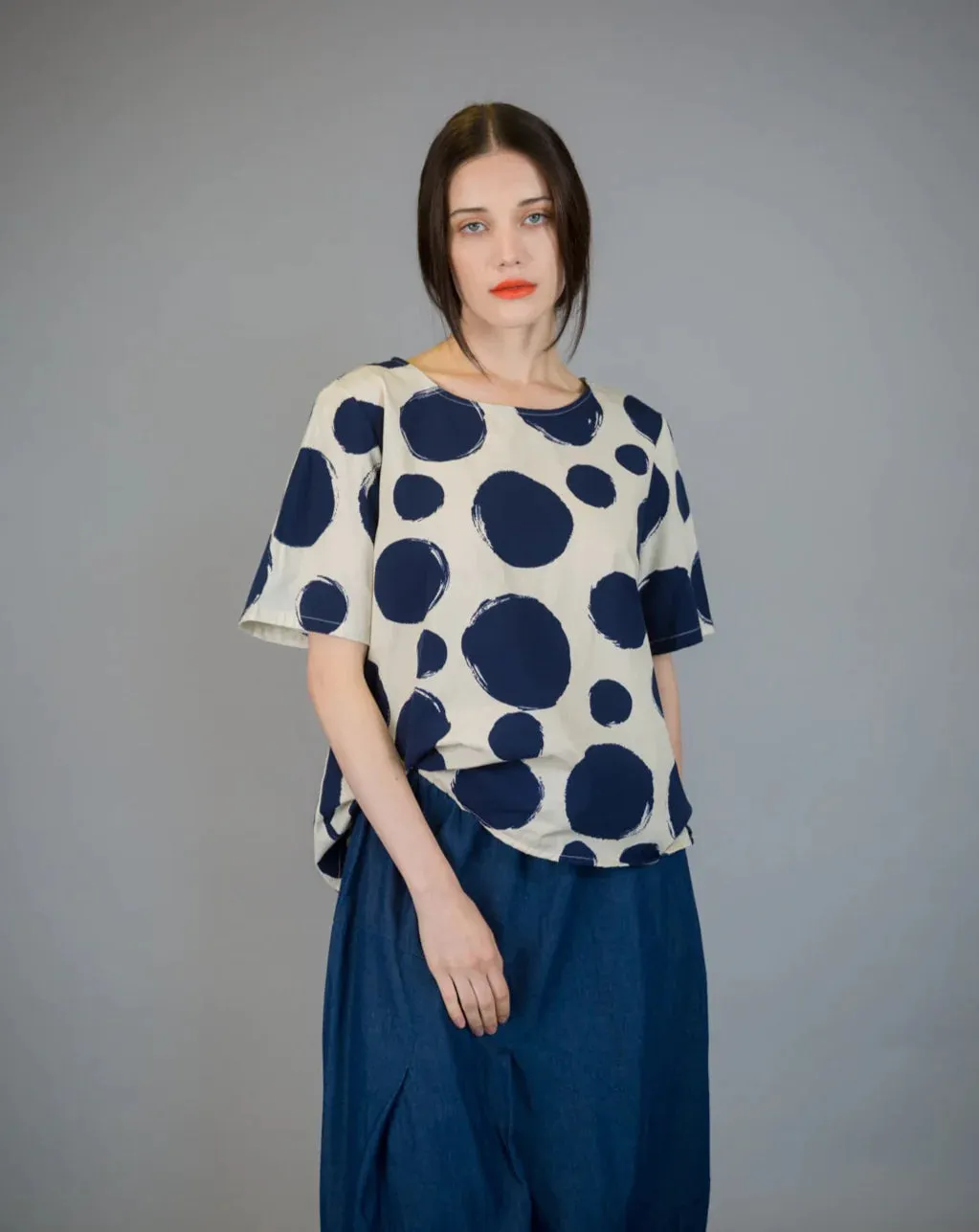 Paolo Tricot Sale, SU8191 Polka Dot Top 50% Off Regular Price