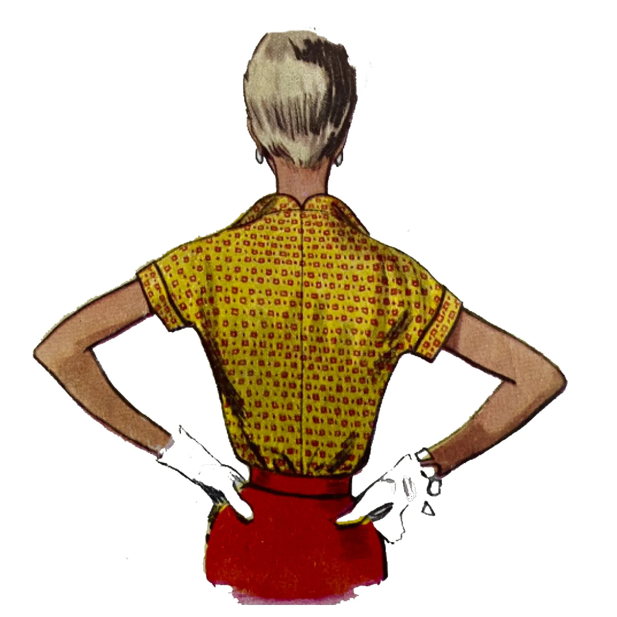 PDF - Vintage 1940s Pattern – Rockabilly Winged Collar Blouse -  Bust 36” (91.4cm) - Download