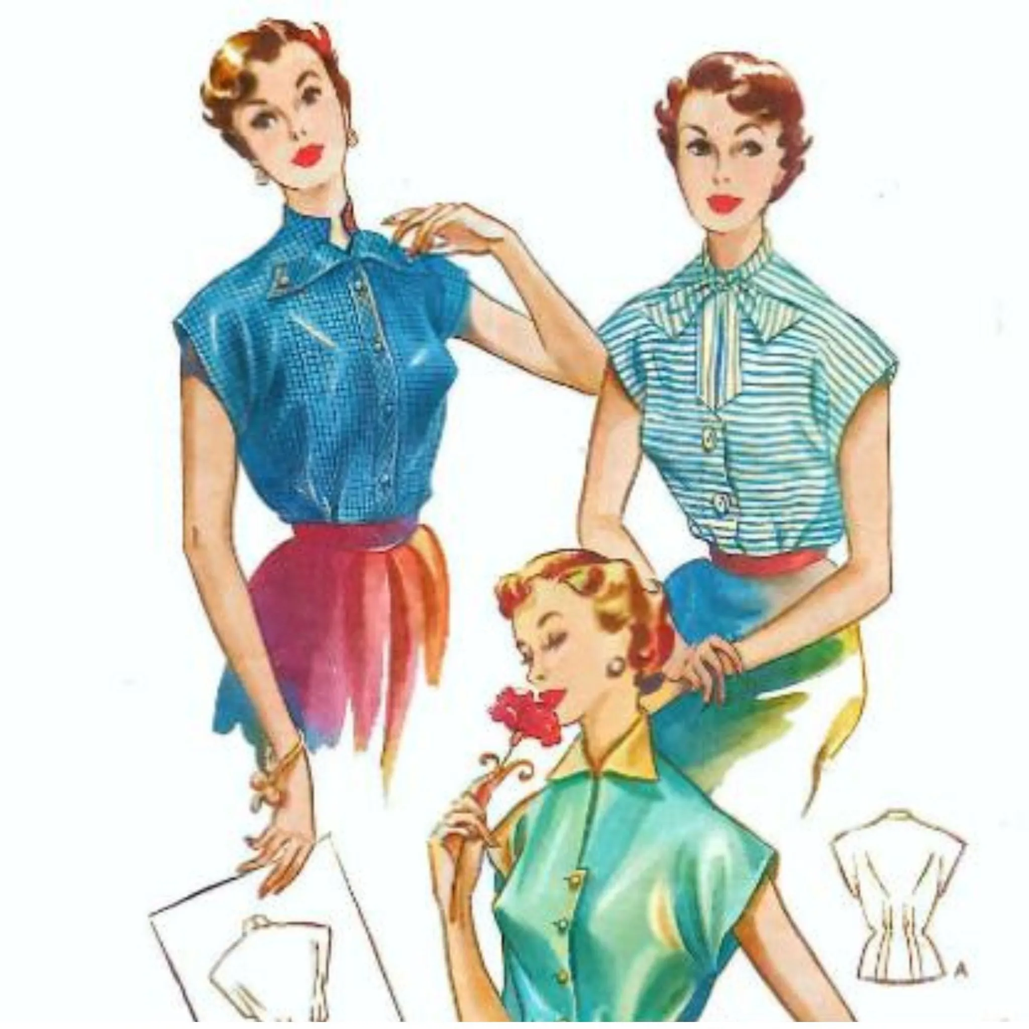 PDF - Vintage 1950s Pattern, Women's Blouse & Top, Rockabilly -  Bust 36” (91.4cm) - Instantly Print at Home