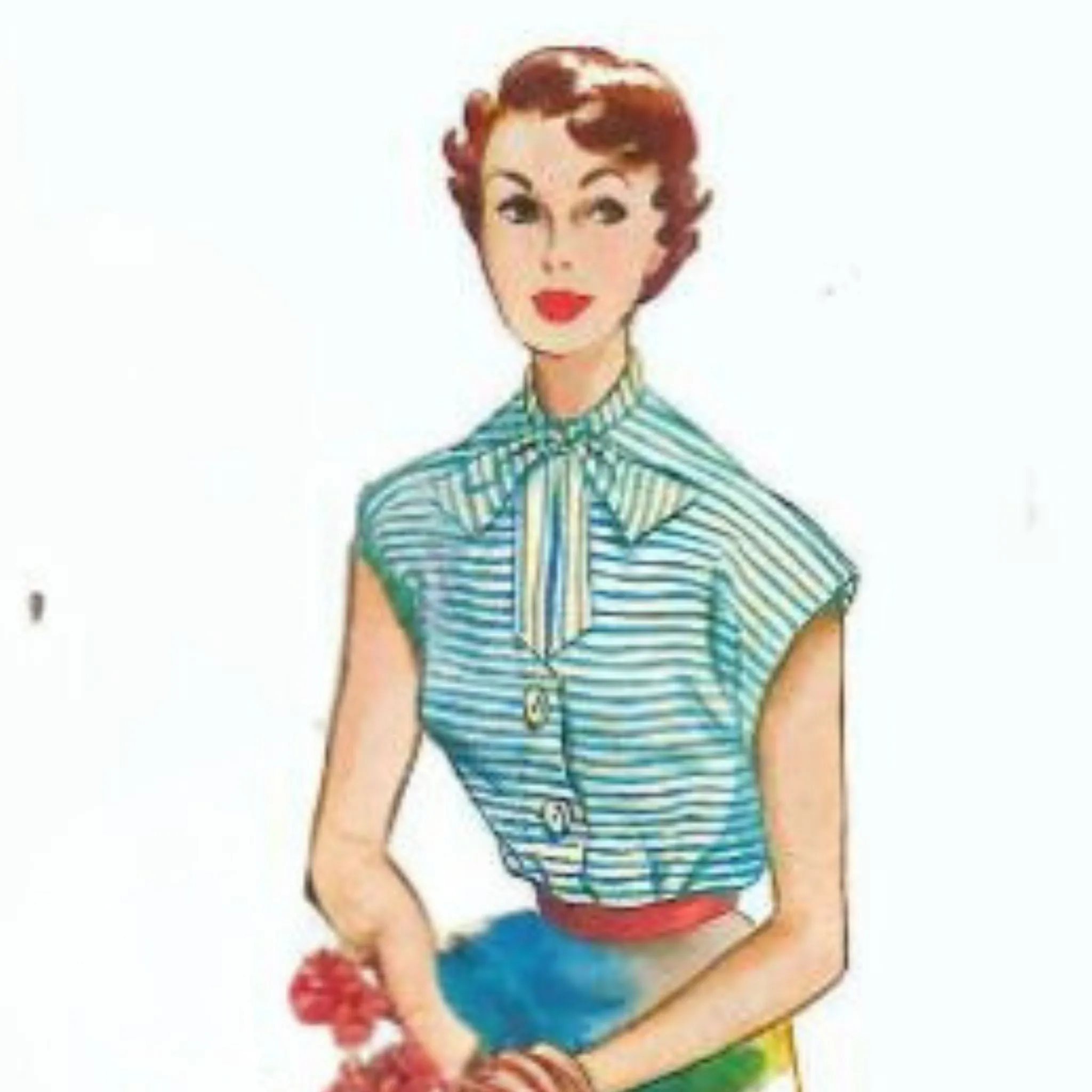 PDF - Vintage 1950s Pattern, Women's Blouse & Top, Rockabilly -  Bust 36” (91.4cm) - Instantly Print at Home