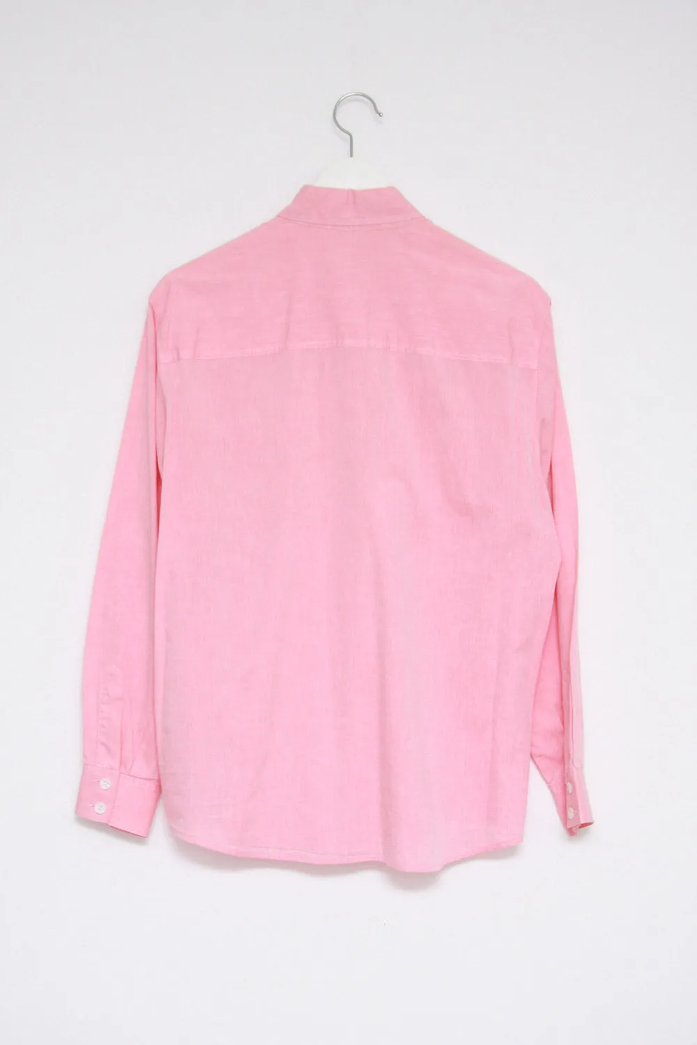 PINK BROOCH NECK COTTON SHIRT