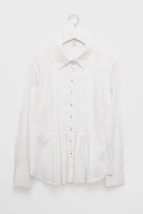 PLEATED STRETCHY WHITE SHIRT